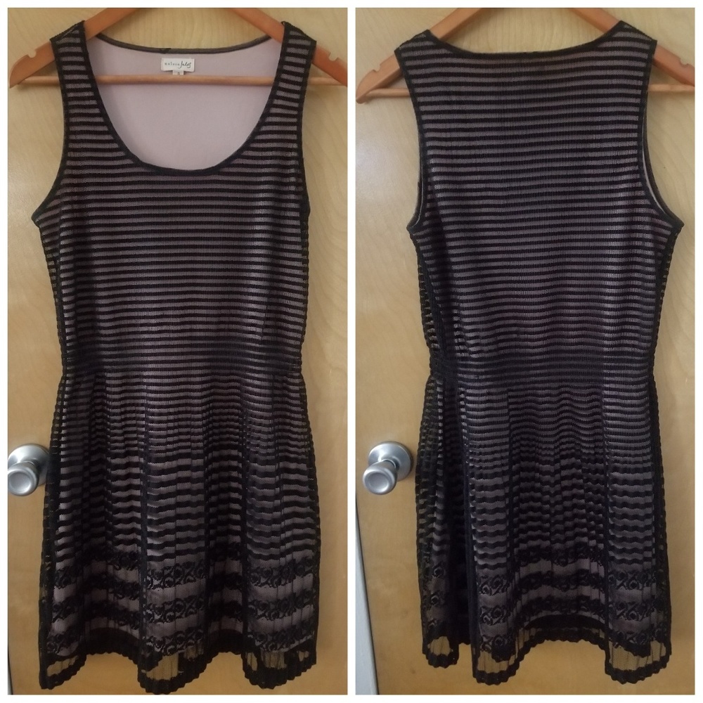 Maison Jules Black Lace Nude Dress S